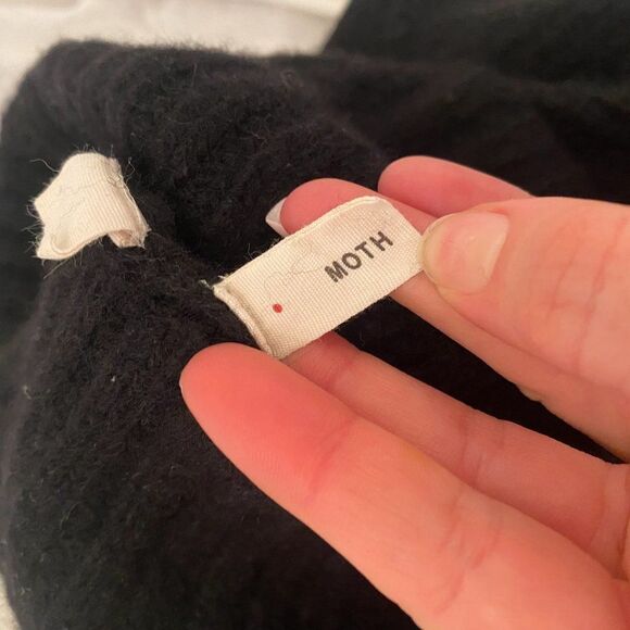 Anthropologie Moth Black Rib Knit Turtleneck Sweater - Picture 4 of 7